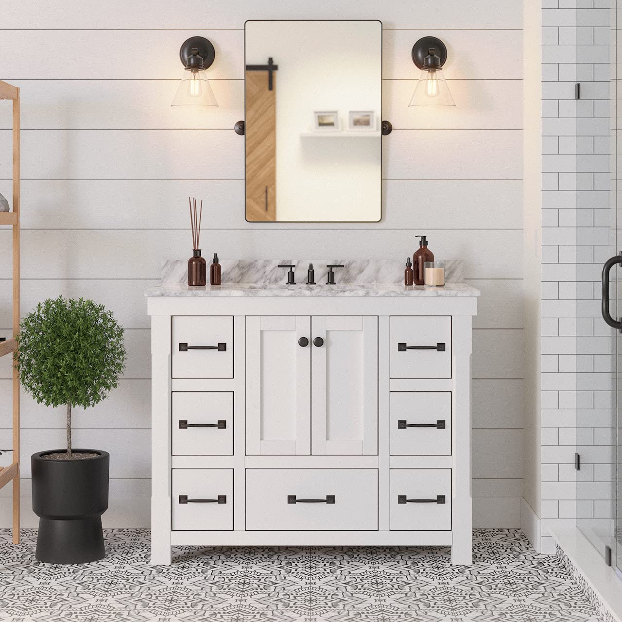 DELUXE LIVING Bathroom Vanity – Quartz Top, Soft-Close Doors, Dovetail Drawers, Fully Assembled