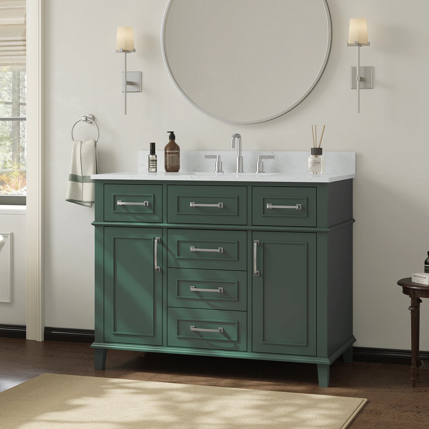 DELUXE LIVING Bathroom Vanity – Quartz Top, Soft-Close Doors, Dovetail Drawers, Fully Assembled