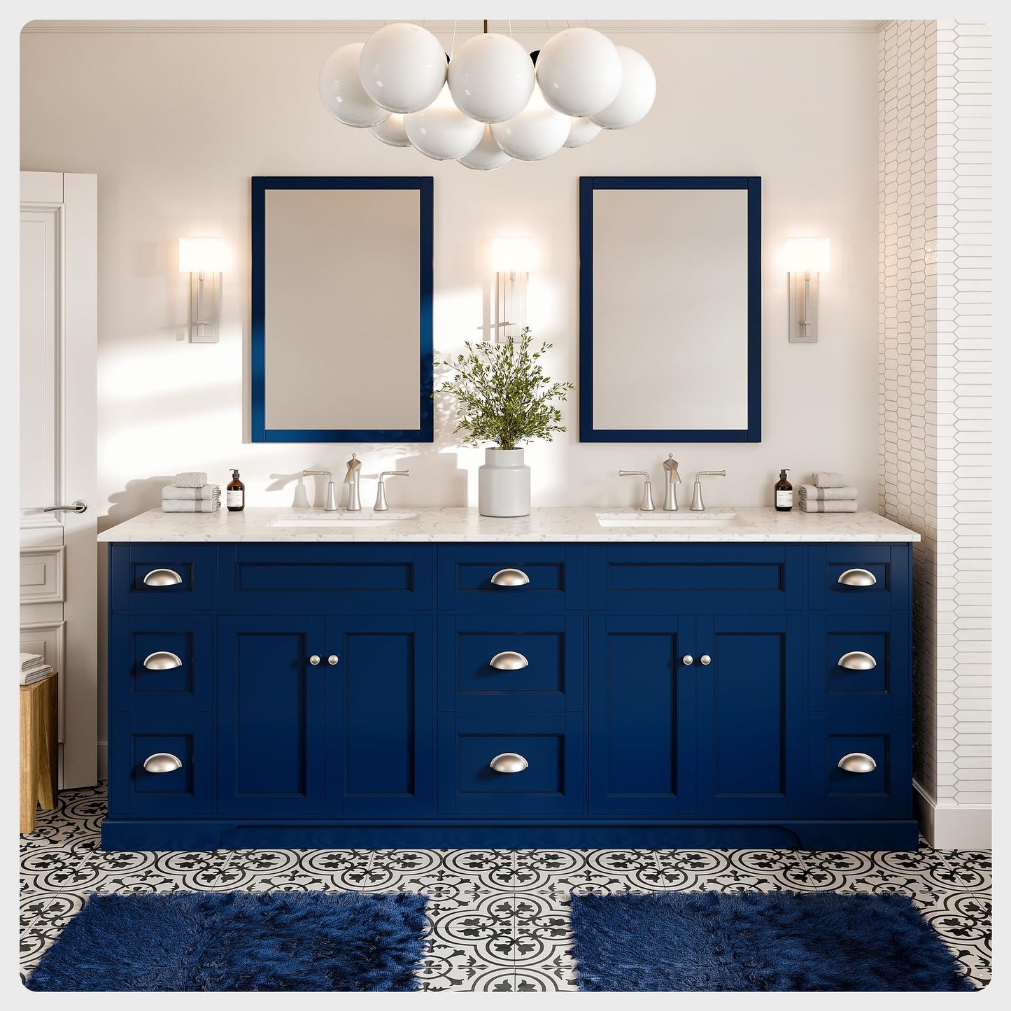DELUXE LIVING Bathroom Vanity – Quartz Top, Soft-Close Doors, Dovetail Drawers, Fully Assembled