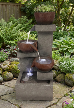 Compact Three-Tier Outdoor Garden Water Fountain