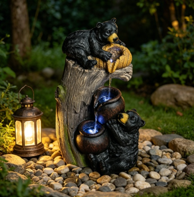 Sculpted Woodland Cascade Outdoor Water Fountain
